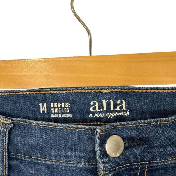 ANA A New Approach 14 High-Rise Wide Leg Jeans Cotton Stretch Blue Womens - Picture 3 of 9